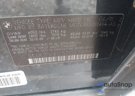 2012 BMW X5 xDrive35I/xDrive35I Premium/xDrive35I Sport Activity из США, поврежденный, VIN 5UXZV4C57CL749855